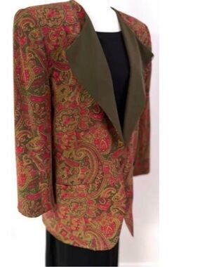 Vintage Oversized Silk Paisley Blazer – Warm Tones, Canadian Designer 🇨🇦